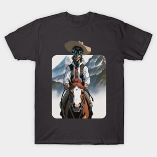 Terrifying Alien Cowboy Riding Horse T-Shirt